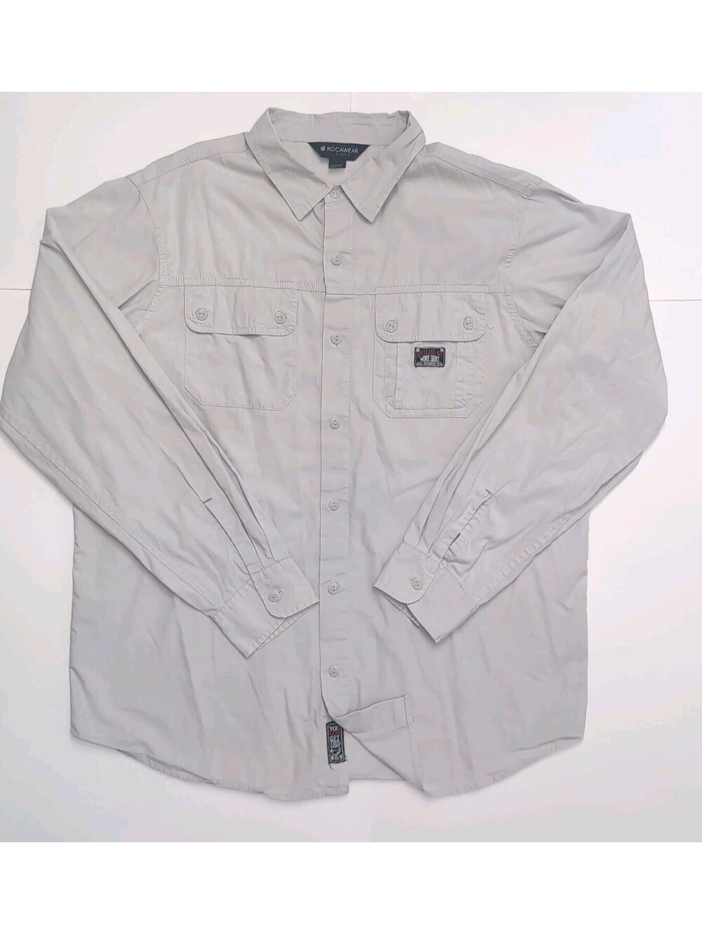 Rocawear Long Sleeve Work Shirt Y2K Men XL Nostrand Ave 1999 Logo
